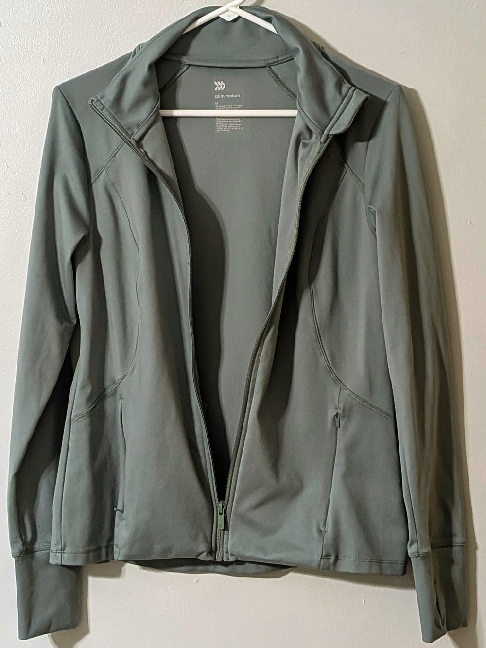 All in Motion Womens Seafoam Green Full Zip Pullover Thumbhole Active Top Size M - Picture 2 of 5